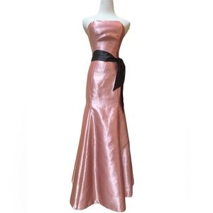 Jessica McClintock Pink Strapless Dress with Black Sash